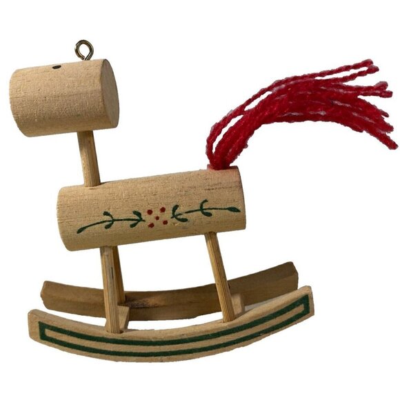 Vintage American Greetings 1985 Wood Rocking Horse Tree Ornaments Set of 5 - Picture 2 of 7